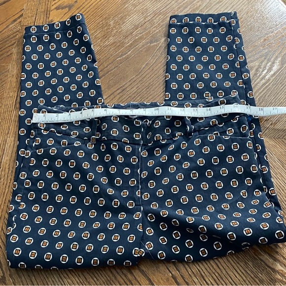 The Limited Pre-Owned Womens Navy Blue & Orange Print Exact Stretch Pants Size 8 - Picture 4 of 6